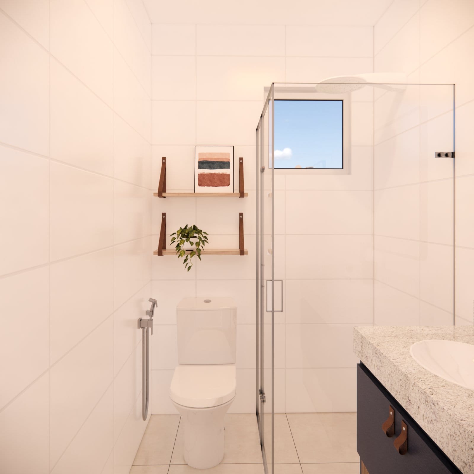 Banheiro social — render 3D do projeto (2)